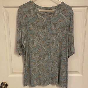 Nine West Leaf Print Short Sleeve XXL